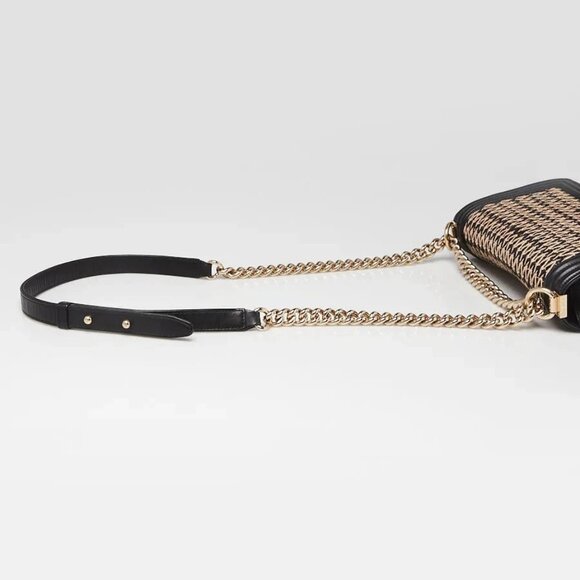 Chanel Black Woven Raffia and Lambskin Leather Medium Boy Bag - Picture 5 of 9